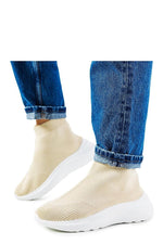 Jennifer – Beige høye sneakers til dame til dame fra MS StyleHaven, laget av Viskose; polyester; Polyamid, farge beige, størrelse 39, med long ermer, perfekt til casual