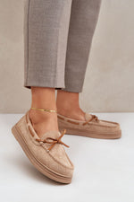 Mokkasiner til dame med sløyfe til dame fra MS StyleHaven, laget av Viskose; polyester; Polyamid, farge Brun, størrelse 39, med long ermer, perfekt til casual; dress