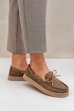 Mokkasiner til dame med sløyfe til dame fra MS StyleHaven, laget av Viskose; polyester; Polyamid, farge beige, størrelse 36, med long ermer, perfekt til casual; dress