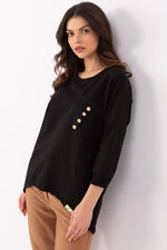 Elegant hverdagsbluse – 3/4 ermer til dame fra MS StyleHaven, størrelse XL, med short, bukselengde long, kjolelengde mini, kjolestil wrap; a-line