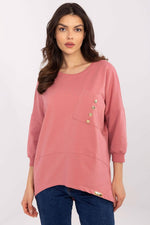 Elegant hverdagsbluse – 3/4 ermer til dame fra MS StyleHaven, størrelse M, med short, bukselengde long, kjolelengde mini, kjolestil wrap; a-line