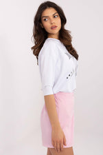 Mønstret hverdagsbluse dame - Blsse FP til dame fra MS StyleHaven, størrelse M, med short, bukselengde long, kjolelengde mini, kjolestil wrap; a-line