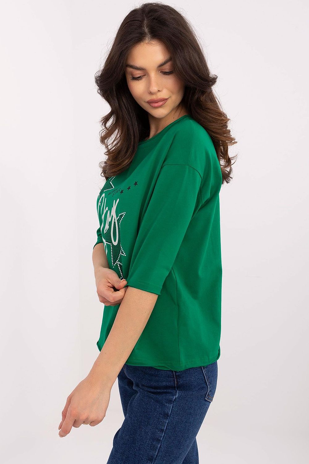 Mønstret hverdagsbluse dame - Blsse FP til dame fra MS StyleHaven, størrelse M, med short, bukselengde long, kjolelengde mini, kjolestil wrap; a-line