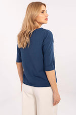 Mønstret hverdagsbluse dame - Blsse FP til dame fra MS StyleHaven, størrelse S, med short, bukselengde long, kjolelengde mini, kjolestil wrap; a-line