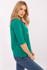Bluse 3/4-ermer til dame til dame fra MS StyleHaven, størrelse L, med short, bukselengde long, kjolelengde mini, kjolestil wrap; a-line