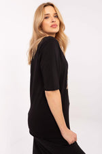Dame bluse med dyretrykk til dame fra MS StyleHaven, størrelse L, med short, bukselengde long, kjolelengde mini, kjolestil wrap; a-line