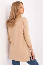 Lang bluse til dame med dyretrykk til dame fra MS StyleHaven, størrelse L, med short, bukselengde long, kjolelengde mini, kjolestil wrap; a-line