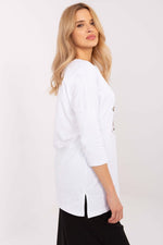 Lang bluse til dame med dyretrykk til dame fra MS StyleHaven, størrelse S, med short, bukselengde long, kjolelengde mini, kjolestil wrap; a-line