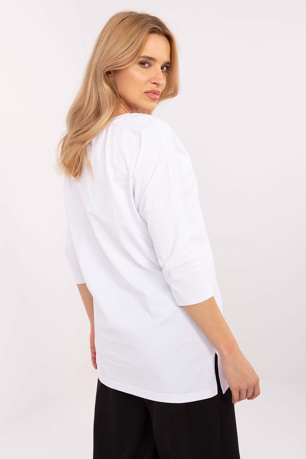 Lang bluse til dame med dyretrykk til dame fra MS StyleHaven, størrelse M, med short, bukselengde long, kjolelengde mini, kjolestil wrap; a-line