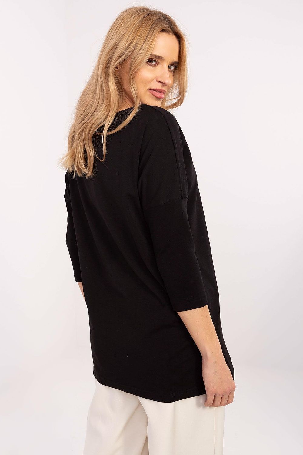 Lang bluse til dame med dyretrykk til dame fra MS StyleHaven, størrelse L, med short, bukselengde long, kjolelengde mini, kjolestil wrap; a-line