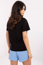 Trendy bomulls-T-skjorte til dame til dame fra MS StyleHaven, størrelse L, med short, bukselengde long, kjolelengde mini, kjolestil wrap; a-line