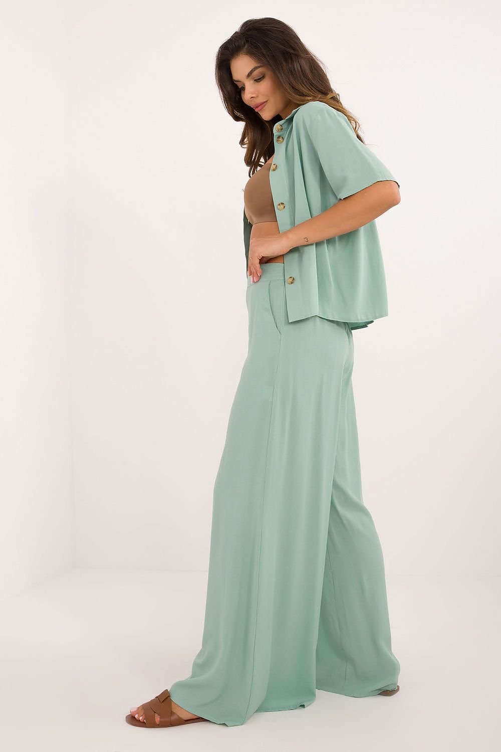 Lakerta Vidde-ben viskosesett til dame til dame fra MS StyleHaven, laget av Viskose, farge Grønn 3, størrelse S/M, med short ermer, perfekt til casual; dress