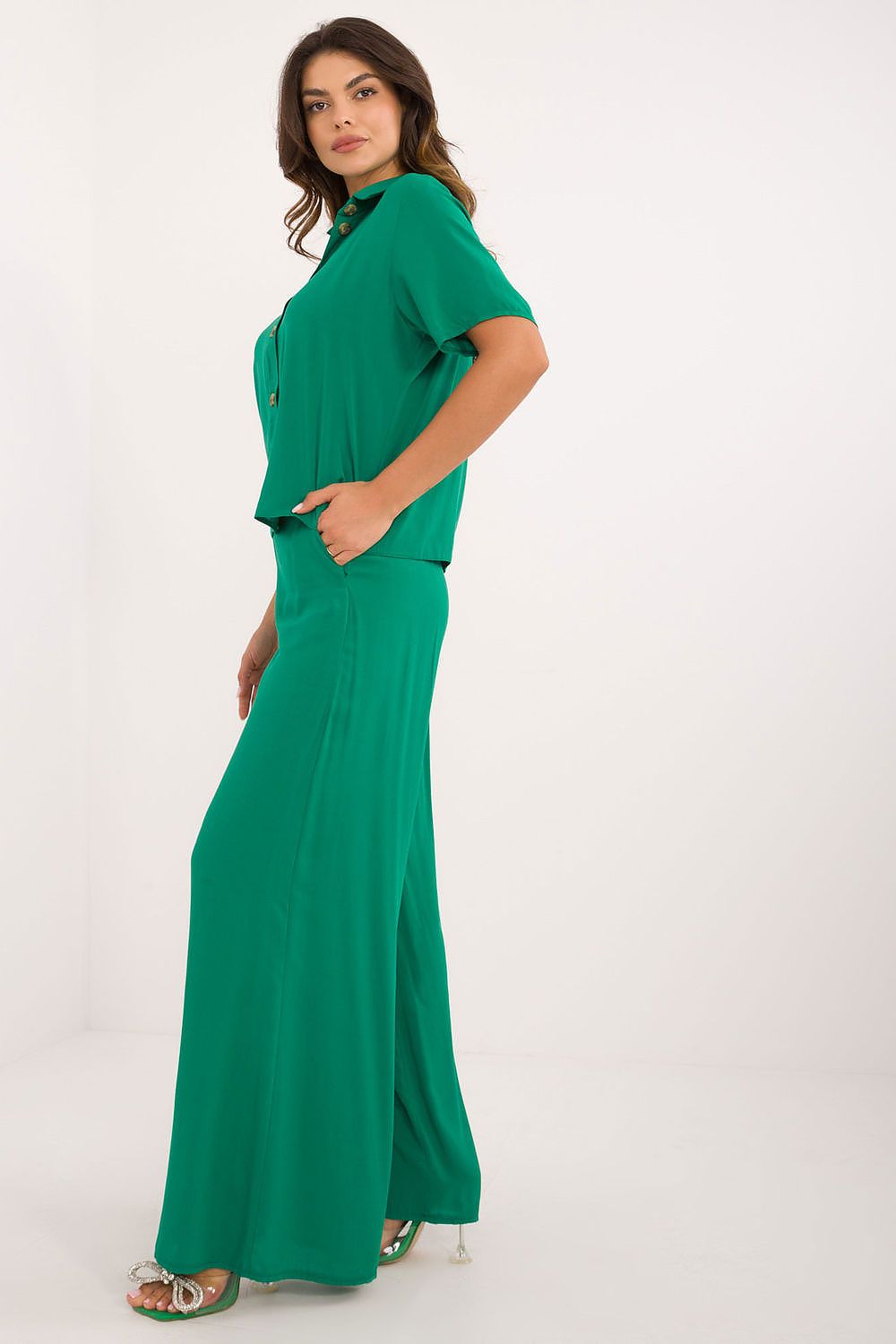Lakerta Vidde-ben viskosesett til dame til dame fra MS StyleHaven, laget av Viskose, farge Grønn 3, størrelse S/M, med short ermer, perfekt til casual; dress