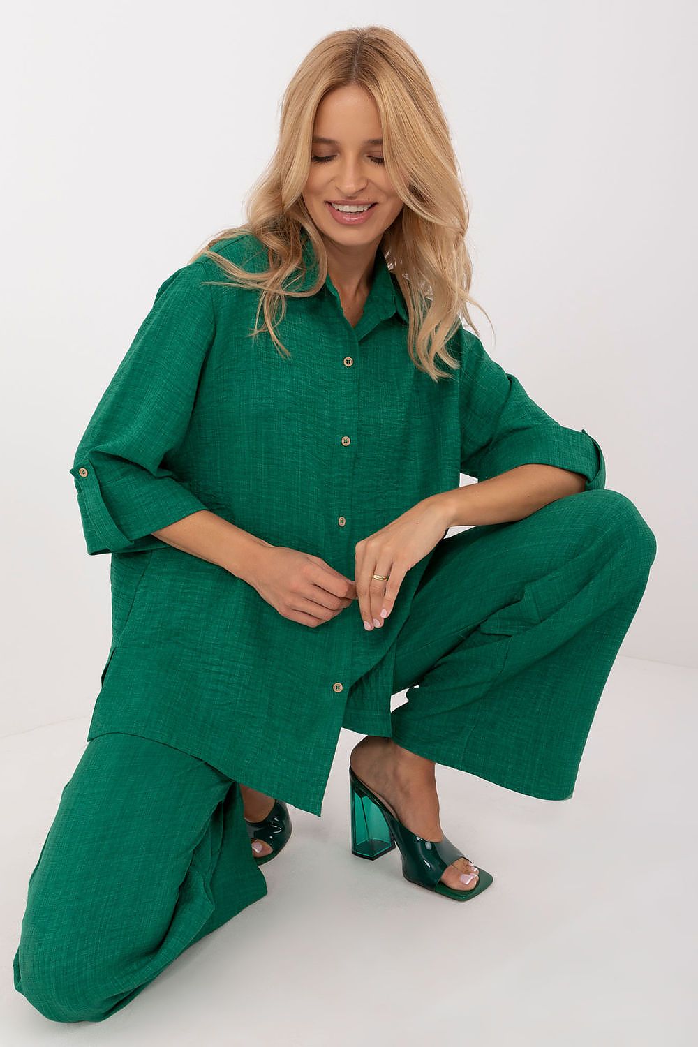 Lakerta dame sett med knytebånd til dame fra MS StyleHaven, laget av Bomull; polyester, farge Svart, størrelse S/M, med long ermer, perfekt til casual; dress