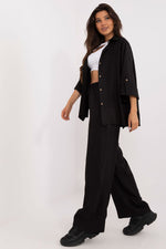 Lakerta dame sett med knytebånd til dame fra MS StyleHaven, laget av Bomull; polyester, farge Svart, størrelse S/M, med long ermer, perfekt til casual; dress