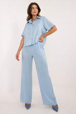 Lakerta Elegant dame Set - Vidde ben til dame fra MS StyleHaven, laget av Bomull; Viskose; Elastan, farge Lys Blå, størrelse S/M, med short ermer, perfekt til casual; dress