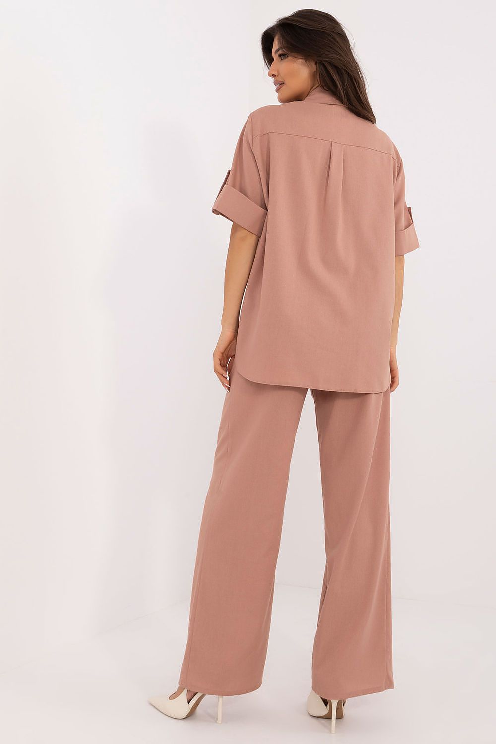 Lakerta lin sommersett til dame til dame fra MS StyleHaven, laget av Lin, farge Blå, størrelse S/M, med short ermer, perfekt til casual; dress