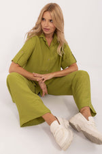 Lakerta lin sommersett til dame til dame fra MS StyleHaven, laget av Lin, farge Blå, størrelse S/M, med short ermer, perfekt til casual; dress