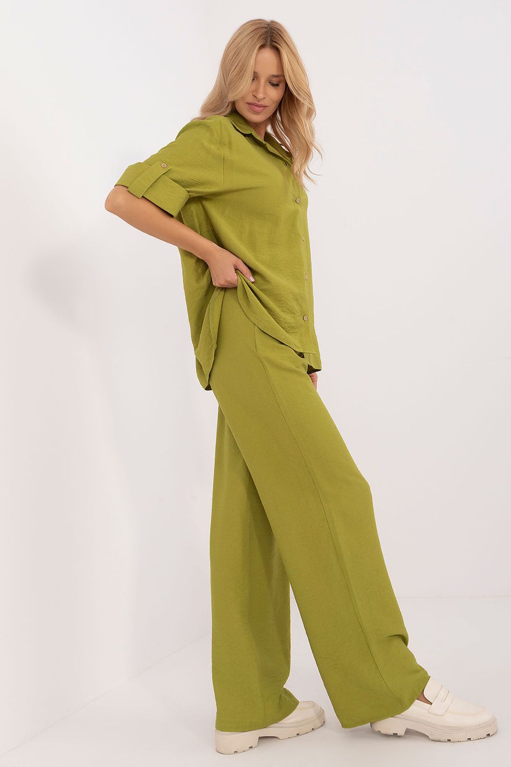 Lakerta lin sommersett til dame til dame fra MS StyleHaven, laget av Lin, farge Blå, størrelse S/M, med short ermer, perfekt til casual; dress