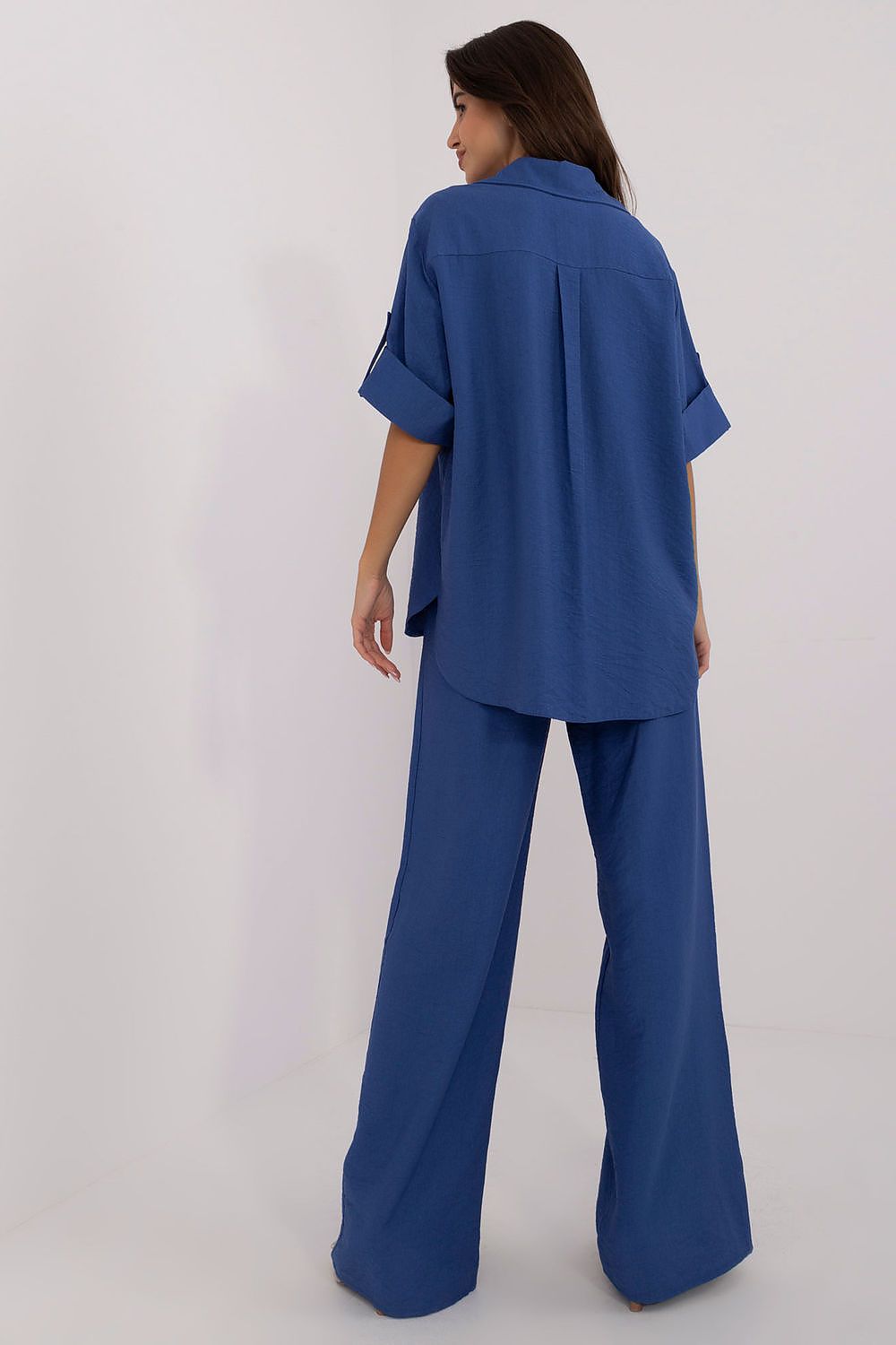 Lakerta lin sommersett til dame til dame fra MS StyleHaven, laget av Lin, farge Blå, størrelse S/M, med short ermer, perfekt til casual; dress