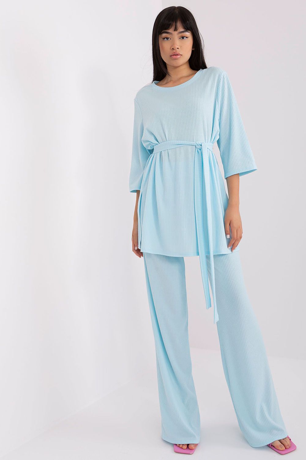 Lakerta Ribbesett til dame til dame fra MS StyleHaven, laget av Bomull; Elastan-1, farge Rosa, størrelse S/M, med short ermer, perfekt til casual; dress