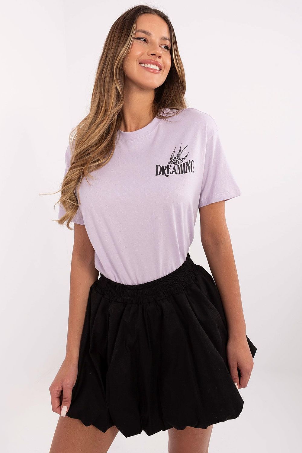T-skjorte Sublevel til dame fra MS StyleHaven, laget av Bomull, farge Fiolett, størrelse s, med short ermer