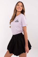 T-skjorte Sublevel til dame fra MS StyleHaven, laget av Bomull, farge Fiolett, størrelse M, med short ermer
