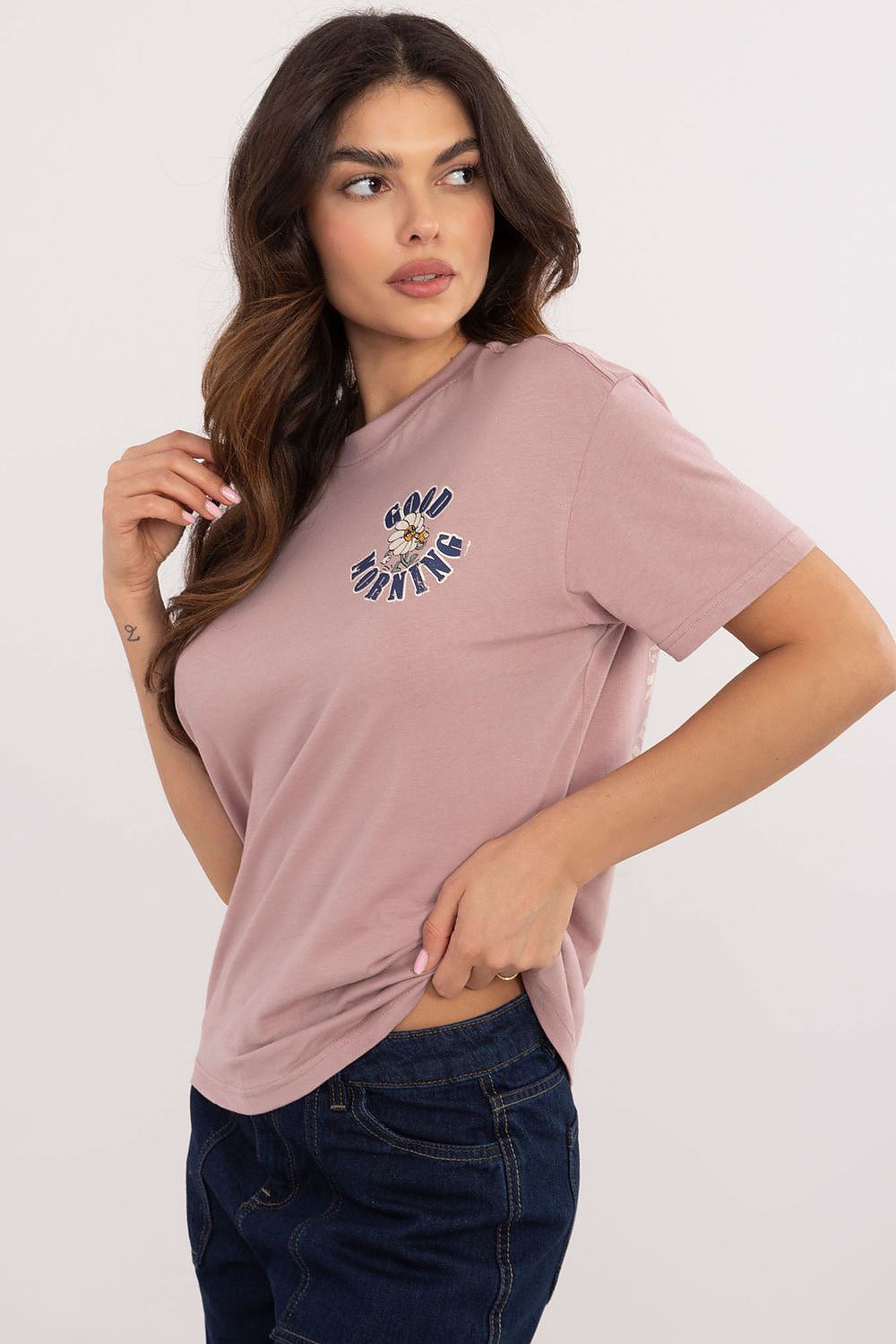 T-skjorte Sublevel til dame fra MS StyleHaven, laget av Bomull, farge Svart, størrelse XL, med short ermer