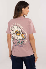 T-skjorte Sublevel til dame fra MS StyleHaven, laget av Bomull, farge Rosa, størrelse XS, med short ermer