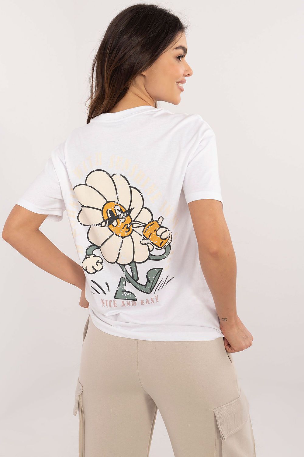 T-skjorte Sublevel til dame fra MS StyleHaven, laget av Bomull, farge Rosa, størrelse L, med short ermer