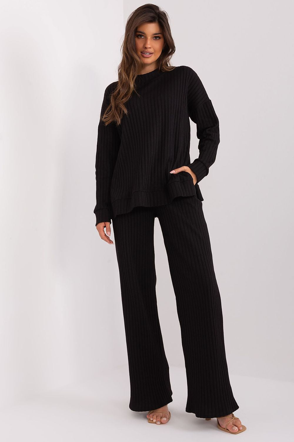 Soft Motion - Lakerta ribbet dame sett til dame fra MS StyleHaven, laget av Bomull, farge Svart, størrelse S/M, med short ermer, perfekt til casual; dress