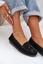 Mocassin Step in Style til dame fra MS StyleHaven, laget av modal-1; Bomull; Elastan, farge Svart, størrelse 38, med 45720 ermer, perfekt til casual
