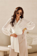 Calia – cropped bluse med feminin edge fra Roco Fashion fra MS StyleHaven, størrelse 36, med long, bukselengde long, kjolelengde maxi, kjolestil flared; gown
