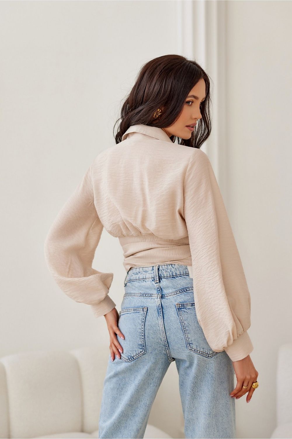 Calia – cropped bluse med feminin edge fra Roco Fashion fra MS StyleHaven, størrelse 40, med long, bukselengde long, kjolelengde maxi, kjolestil flared; gown