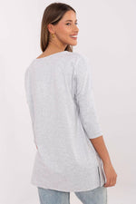 Stilig bomullsbluse til dame - FP til dame fra MS StyleHaven, størrelse L, med short, bukselengde long, kjolelengde mini, kjolestil wrap; a-line