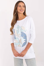 Stilig bomullsbluse til dame - FP til dame fra MS StyleHaven, størrelse XL, med short, bukselengde long, kjolelengde mini, kjolestil wrap; a-line