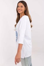 Stilig bomullsbluse til dame - FP til dame fra MS StyleHaven, størrelse S, med short, bukselengde long, kjolelengde mini, kjolestil wrap; a-line