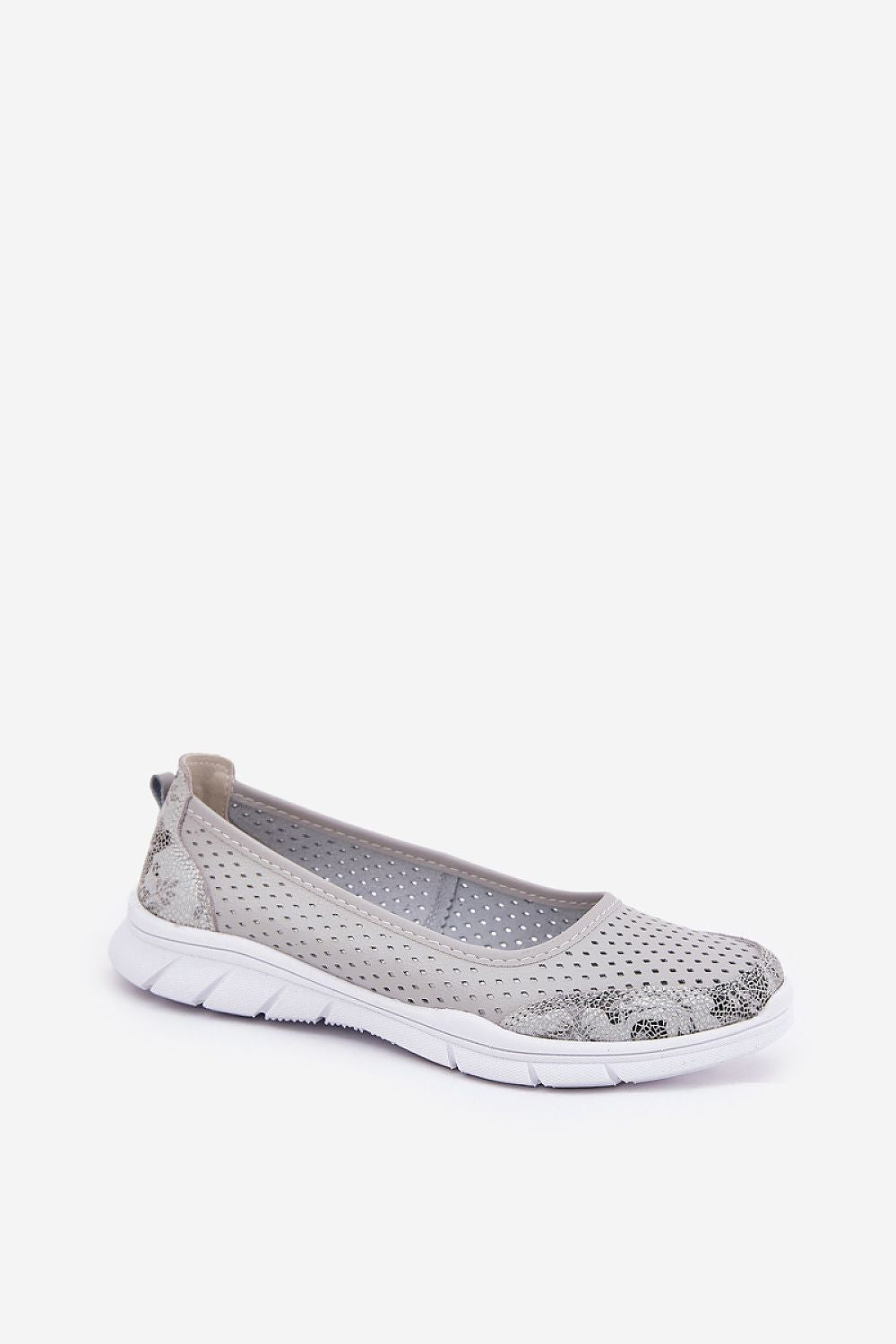 ballerina-sko Step in style til dame fra MS StyleHaven, laget av Bomull; polyester, farge Grå, størrelse 37, med 45720 ermer, perfekt til casual; dress