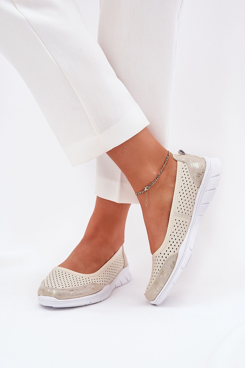 ballerina-sko Step in style til dame fra MS StyleHaven, laget av Bomull; polyester, farge Grå, størrelse 41, med 45720 ermer, perfekt til casual; dress