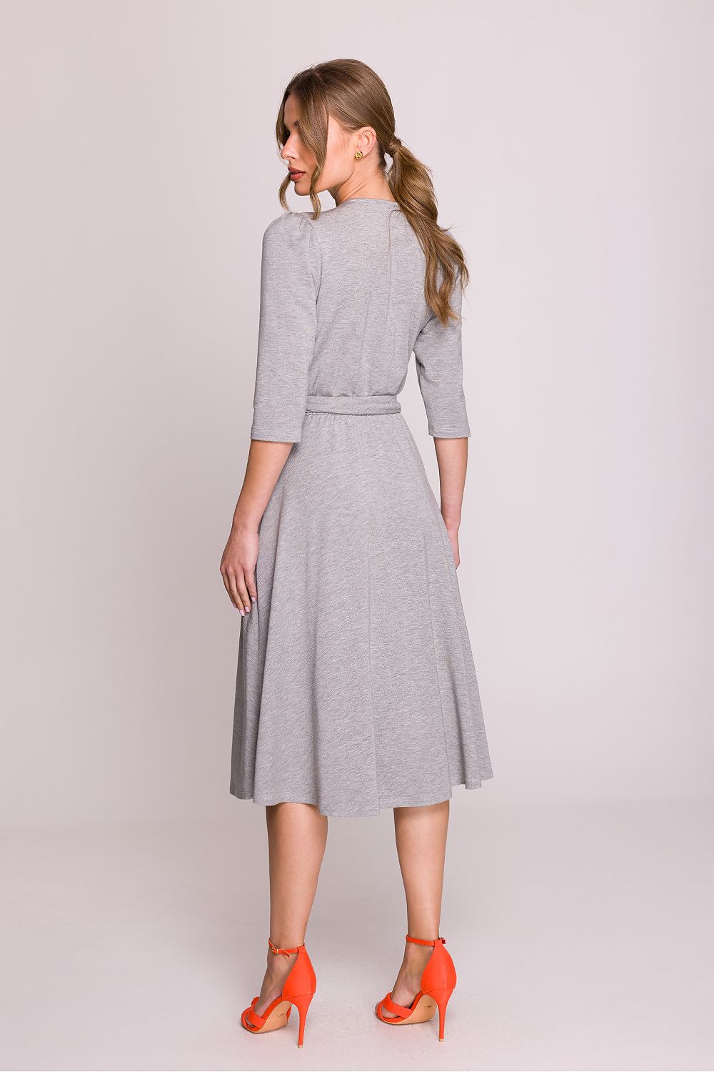 Dagkjole Stylove til dame fra MS StyleHaven, laget av modal-1; Bomull; Elastan, farge Grå, størrelse M, med lang ermer, perfekt til casual; dress