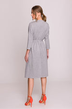 Dagkjole Stylove til dame fra MS StyleHaven, laget av Bomull; modal, farge Grå, størrelse 2XL/3XL, med lang ermer, perfekt til casual; dress