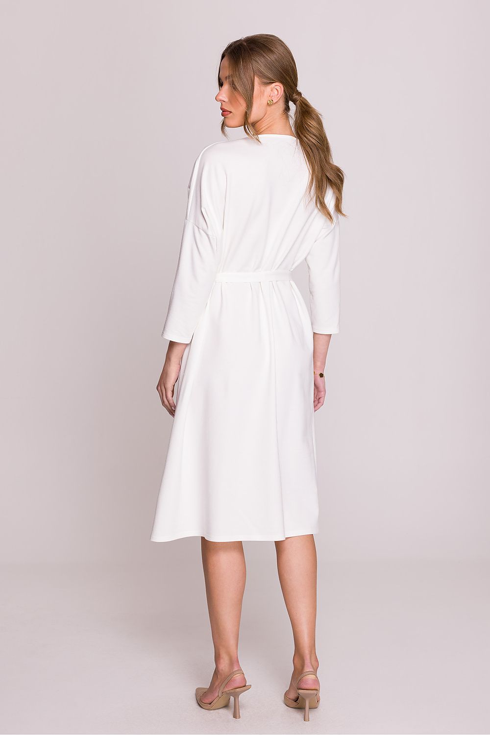 Dagkjole Stylove til dame fra MS StyleHaven, laget av Bomull; modal, farge beige, størrelse 2XL/3XL, med lang ermer, perfekt til casual; dress