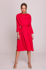 Dagkjole Stylove til dame fra MS StyleHaven, laget av Bomull; modal, farge Rød, størrelse S/M, med lang ermer, perfekt til casual; dress
