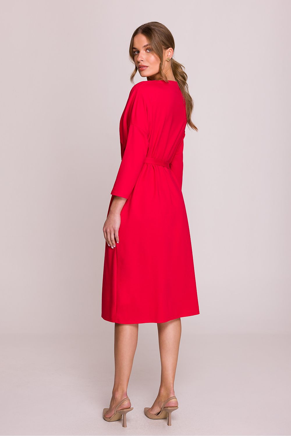 Dagkjole Stylove til dame fra MS StyleHaven, laget av Bomull; modal, farge Rød, størrelse L/XL, med lang ermer, perfekt til casual; dress