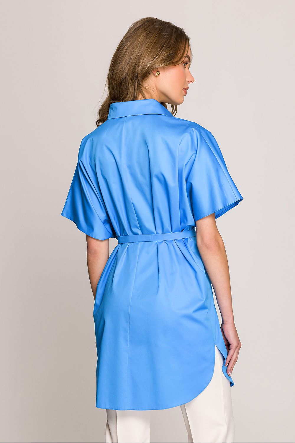 Kortermet skjorte Stylove til dame fra MS StyleHaven, laget av Bomull, farge Blå, størrelse 2XL/3XL, med short ermer, perfekt til casual; dress