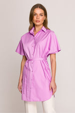 Kortermet skjorte Stylove til dame fra MS StyleHaven, laget av Bomull, farge Fiolett, størrelse S/M, med short ermer, perfekt til casual; dress