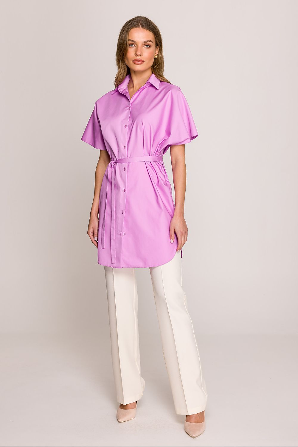 Kortermet skjorte Stylove til dame fra MS StyleHaven, laget av Bomull, farge Fiolett, størrelse L/XL, med short ermer, perfekt til casual; dress