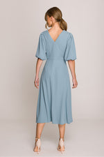 Dagkjole Stylove til dame fra MS StyleHaven, laget av polyester; Elastan-1, farge Blå, størrelse s, med 3-4; short ermer, perfekt til casual; dress