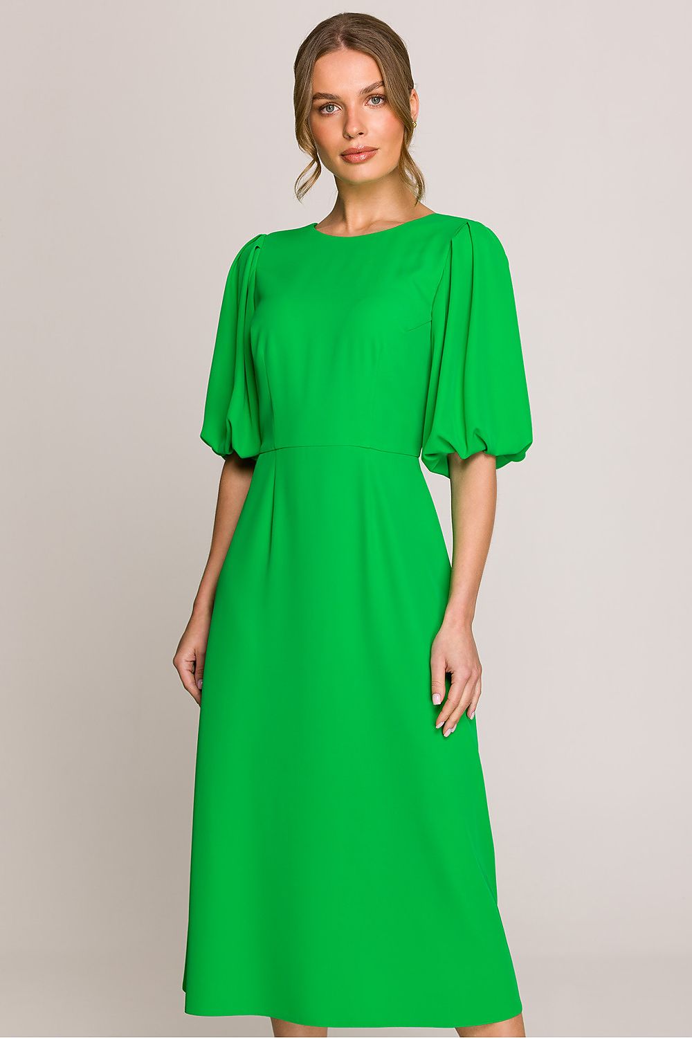 Dagkjole Stylove til dame fra MS StyleHaven, laget av polyester; Elastan-1, farge Blå, størrelse M, med 3-4; short ermer, perfekt til casual; dress