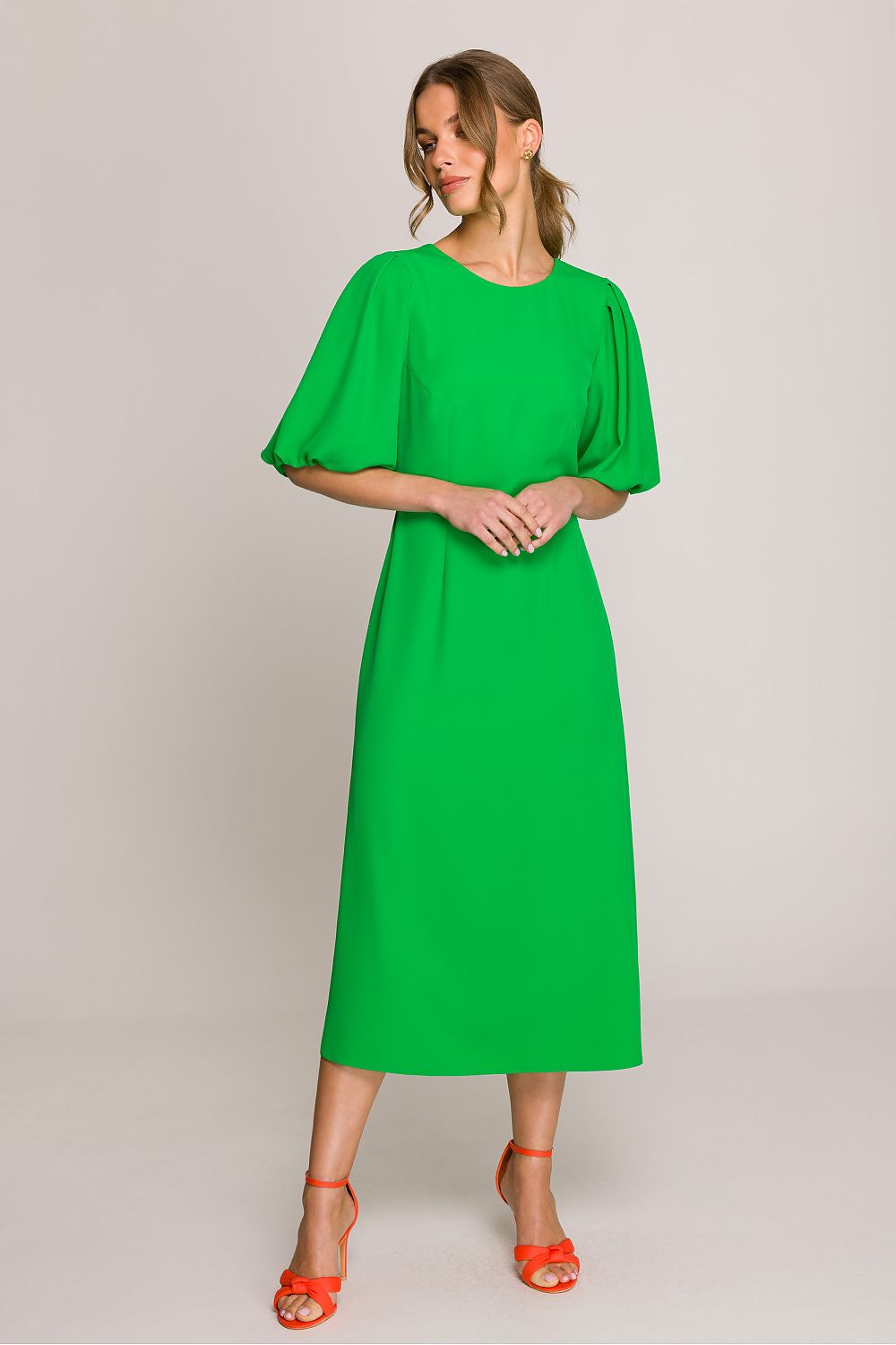 Dagkjole Stylove til dame fra MS StyleHaven, laget av polyester; Elastan-1, farge Blå, størrelse L, med 3-4; short ermer, perfekt til casual; dress